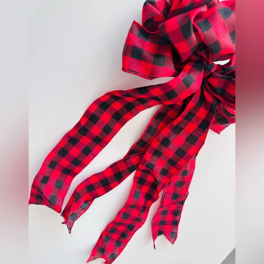 21” Buffalo Check Rustic Plaid Red & Black Craft Bow